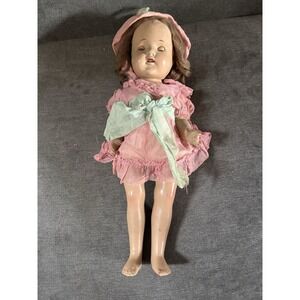 Vintage 1940s Ideal Composition Shirley Temple Doll 18" With Flirty Eyes